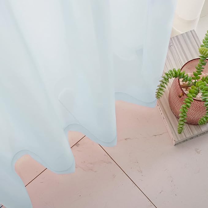 Sky Blue Sheer Curtains 45 Inch Length for Small Windows Rod Pocket Sheer Curtains Light Filtering Blue Drapes for Kitchen/Living room/Bedroom 52 x 45 Inches 2 Panels