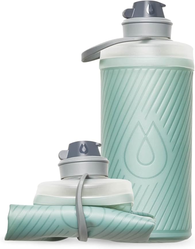 Hydrapak Flux - Collapsible Backpacking Water Bottle (1 Liter) - BPA Free, Ultra Light, Spill-Proof Twist Cap - Sutro Green