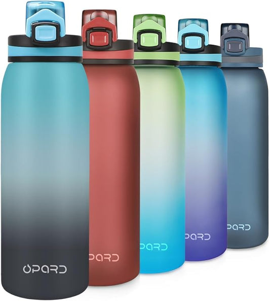 Opard 30oz Sports Water Bottle with Leak Proof Flip Top Lid BPA Free Tritan Reusable Plastic for Gym and Outdoor