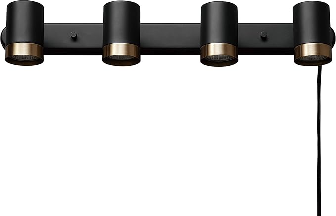 Globe Electric 64000047 4-Light Complete Track Lighting Kit with Pivoting Track Heads, Matte Black, Plug-in, Ceiling Light, Kitchen Light, GU10 Socket, LED Bulb Compatible