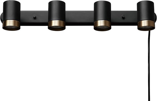 Globe Electric 64000047 4-Light Complete Track Lighting Kit with Pivoting Track Heads, Matte Black, Plug-in, Ceiling Light, Kitchen Light, GU10 Socket, LED Bulb Compatible