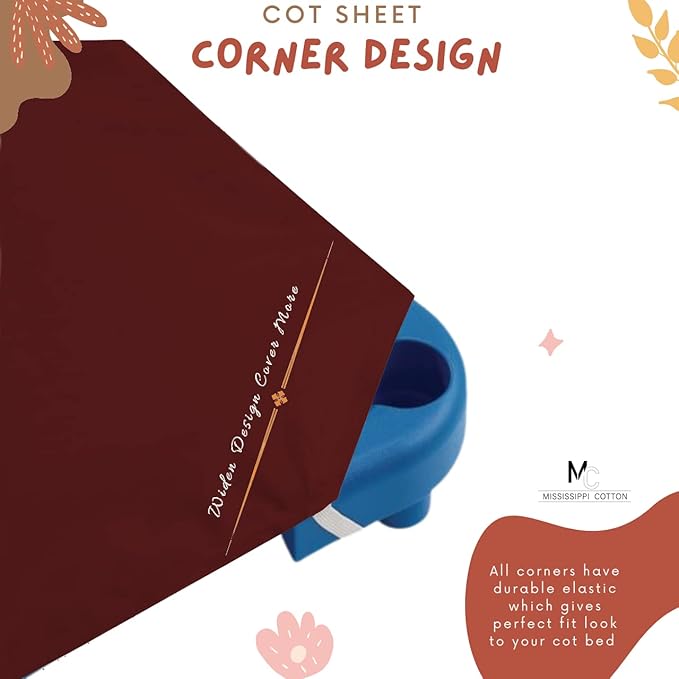 Pack of 24 Cot Sheet for Daycare Preschool Cot Bed -Polyblend Fabric with Corner Elastic Cots Sheets Fits On 22" X 52" Inches Size Toddler and Preschool Daycare Cot Burgundy 22 X 52 Size