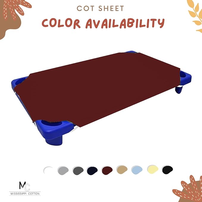 Pack of 6 Cot Sheet for Daycare Preschool Cot Bed -Polyblend Fabric with Corner Elastic Cots Sheets Fits On 22" X 52" Inches Size Toddler and Preschool Daycare Cot Burgundy 22 X 52 Size