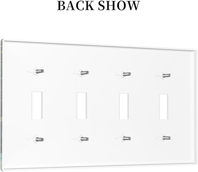 Green Dark Forest Mystical Mushroom Quad Toggle Light Switch Covers 4 Gang Wall Plate Decorative Switchplate Electrical Faceplate for Country Bathroom Bedroom Kitchen Decor