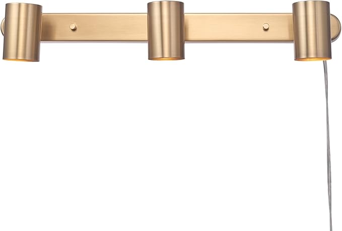 Globe Electric 59469 3-Light Plug-in Track Lighting, Matte Brass, Bulb Not Included