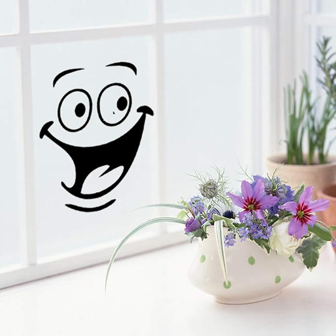 Funny Animation Big Eyes Cute Toilet Wall Decal Bathroom Home Sticker Bedroom Kitchen Art Picture DIY Murals Vinyl Paper Decoration Wallpaper for Children Potty Training Nursery Baby Teen Senior