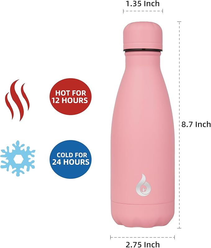 BJPKPK Stainless Steel Water Bottles 12oz Insulated Water Bottle Travel Sports Water Bottles,Light Pink