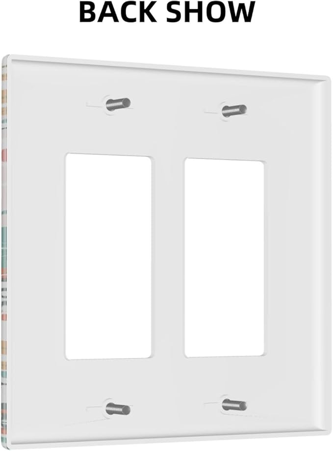 Rustic Floral Boho Colorful Flower 2 Gang Rocker Decora Light Switch Covers Dual Outlet Covers Wall Plate Decorative Switchplate Electrical Faceplate GFCI for Farmhouse Bathroom Bedroom Kitchen Decor