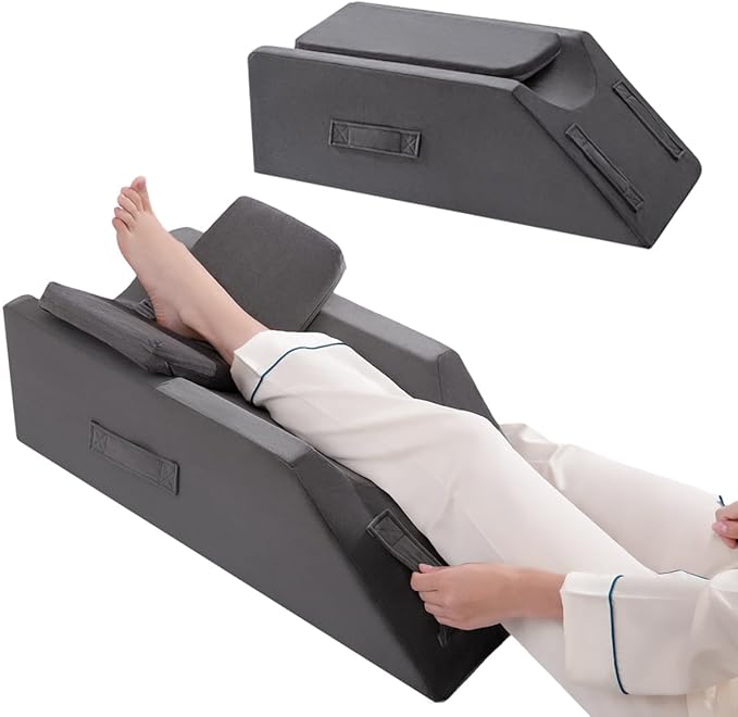 Leg Elevation Pillows for After Surgery, Injuries, Rest and Sleeping,Foam Wedge Pillow to Elevate Foot with Three Handles and Insert Pad