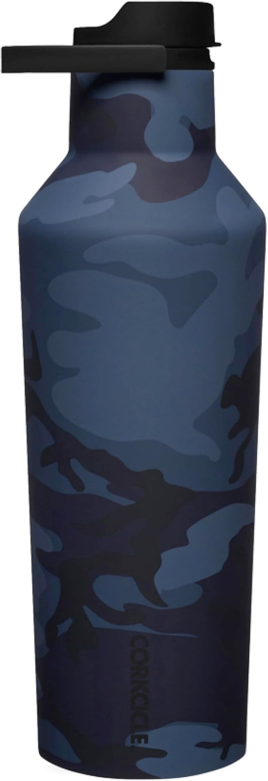Corkcicle Insulated Canteen Travel Water Bottle, Triple Insulated Stainless Steel, Easy Grip Quick Sip Cap, Keeps Beverages Cold for 25 Hours or Warm for 12 Hours, 32oz, Navy Camo