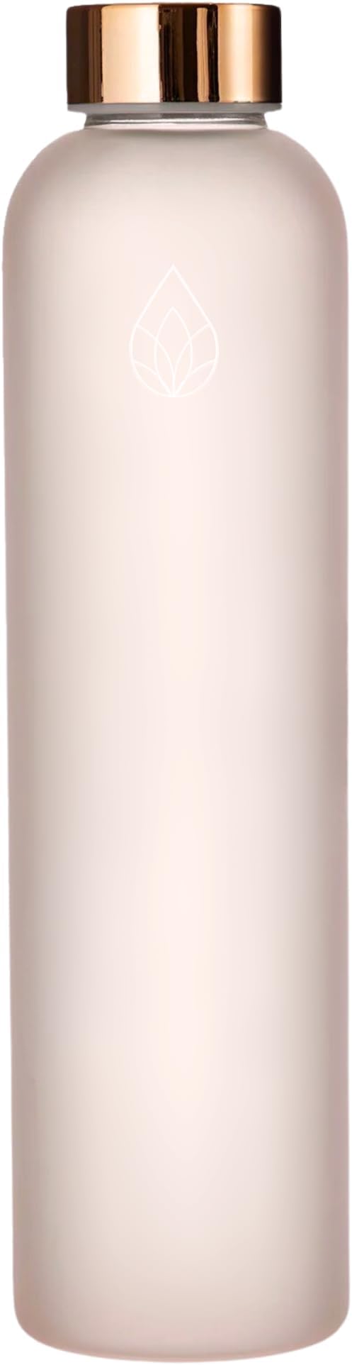 Frosted Glass Water Bottle 25.4oz (Peach/Rose Gold)