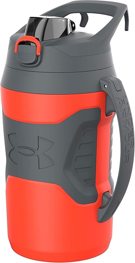 Under Armour Sports Water Jug, 64oz Insulated Water Bottle w/Handle, Half Gallon, Fence Hook, Leak Resistant, Baseball, Football & More
