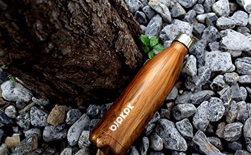 BJPKPK Pink-Wood Graphics Stainless Steel Water Bottles, 17 oz Metal Insulated Water Bottle, Reusable Travel Sports Thermal Water Bottle