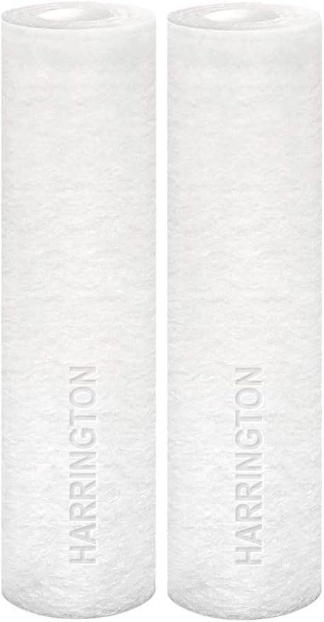 Harrington HVV5-10N 5 Micron 10" x 2.5" Premium Sediment Water Filter Replacement Cartridge - Made in USA - for Any Standard RO Unit | Whole House Sediment Filtration (Pack of 2)