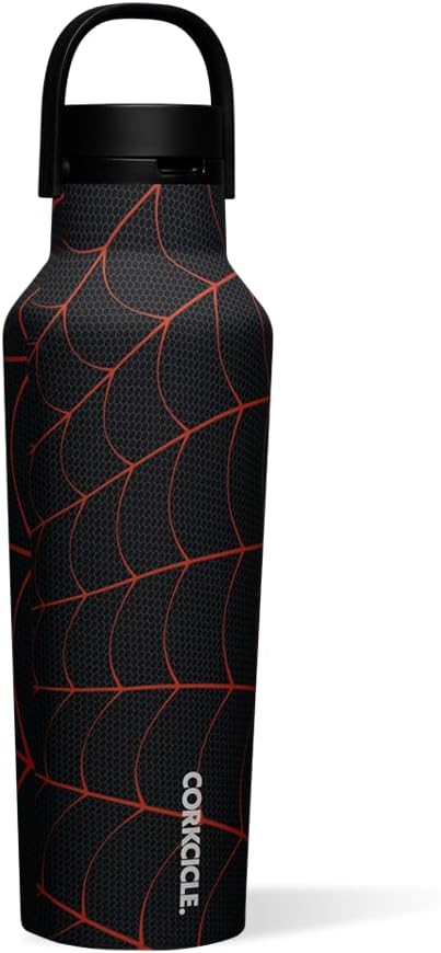Corkcicle Marvel Spiderman Miles Morales, 20 oz Insulated Water Bottle, Metal Stainless Steel, BPA Free Reusable Cup, Leak-Proof Quick Sip Sport Lid for easy drinking, Sports Bottle
