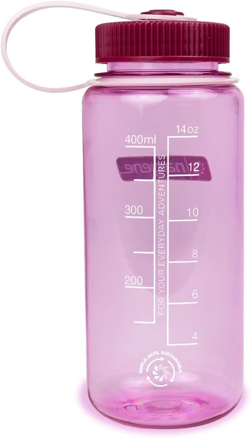 Nalgene Sustain Tritan BPA-Free Water Bottle Made with Material Derived from 50% Plastic Waste, 16 OZ, Wide Mouth, Cosmo