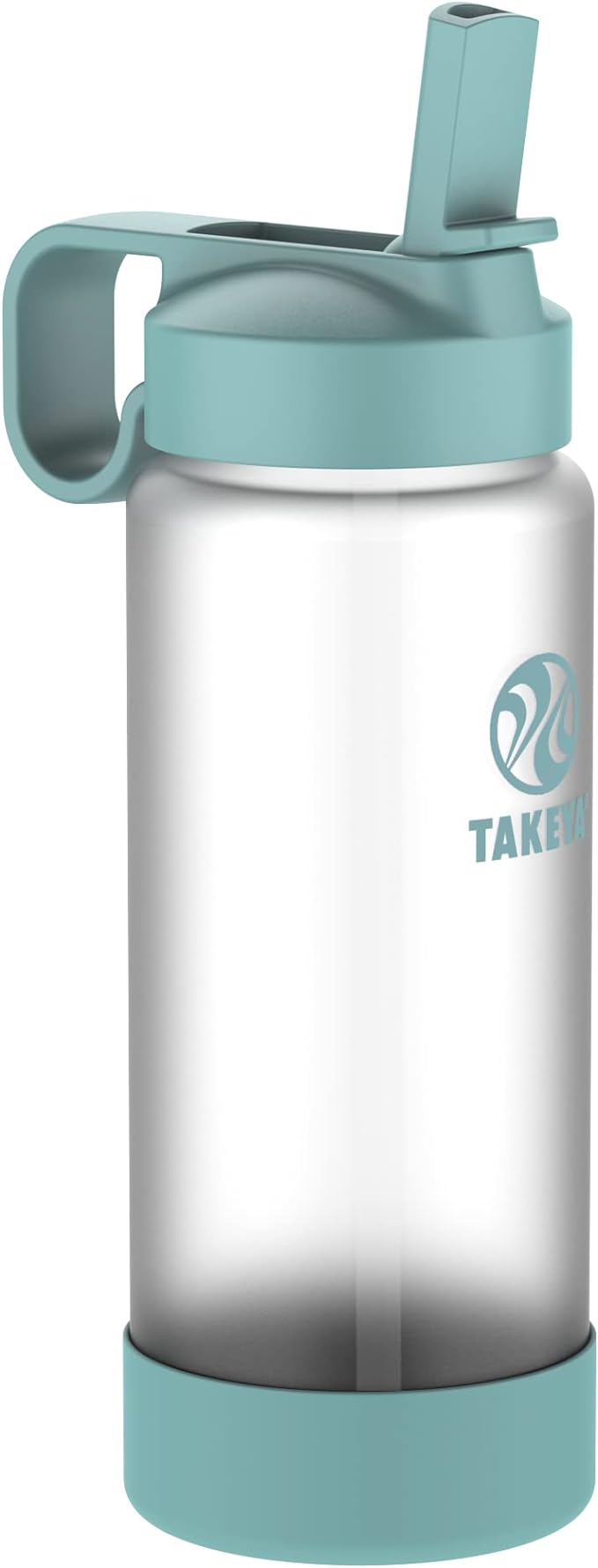 Takeya 22 oz Glass Water Bottle, Shatter Resistant, Premium Quality, Sure-Grip with Straw Lid, Sage
