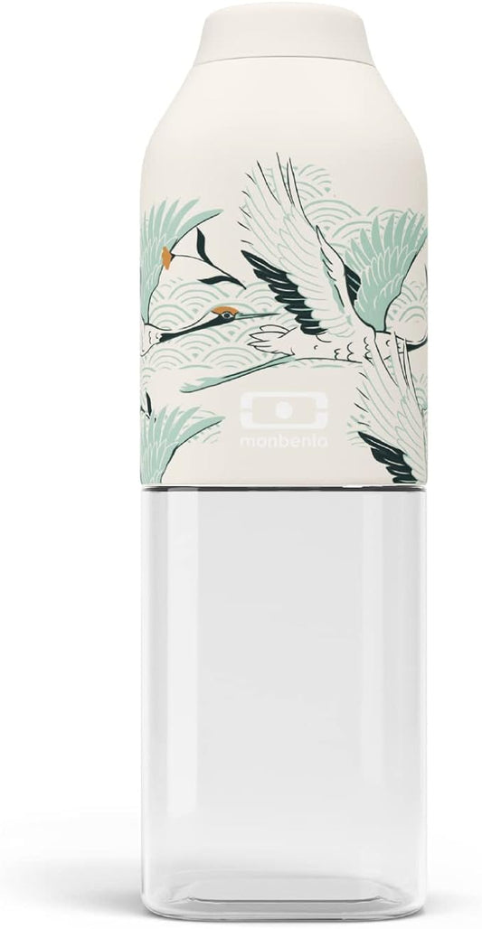 MONBENTO - Clear Reusable Water Bottle MB Positive M graphic Destiny - 17 floz/500 ml Water Bottle Perfect for Work, Travel, Sport, Picnic - Compact, Leakproof BPA Free Water Bottle - Japanese Pattern