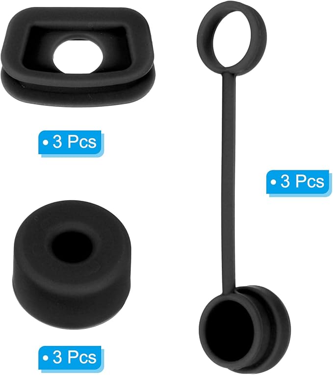 PATIKIL Silicone Spill Stopper for Straw Cup 2.0 40oz/ 30oz, Set of 9 Tumbler Accessories Including 3 Straw Cover Cap, 3 Square Spill Stopper and 3 Round Leak Stopper, Black