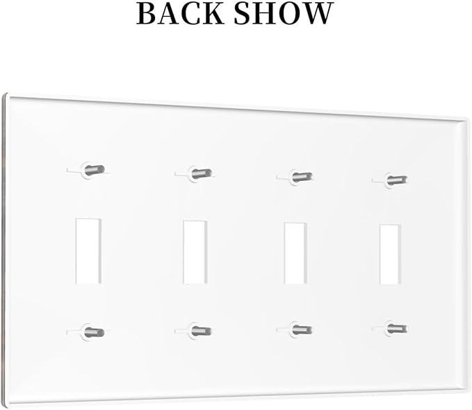 Gradient Abstract Ripple Blue Gold Marble Printed Quad Toggle Light Switch Covers 4 Gang Wall Plate Decorative Switchplate Electrical Faceplate for Kitchen Bathroom Bedroom Decor