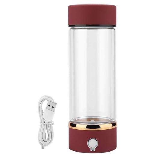 Portable Hydrogen Rich Water Cup, USB Charging Rich Hydrogen Water Purifier Filter Glass Bottle Portable Lonizer Cup, Hydrogen Water Bottle, Hydrogen Rich Water Glass Health Cup (Red)