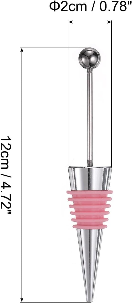 uxcell 10 Pcs Bead Wine Bottle Corks, Wine Stopper Cork, Wine Stopper, Reusable Wine Bottle Corks Sealing Plug Bottle for Beverage Holiday Party Bar,Silver/Pink