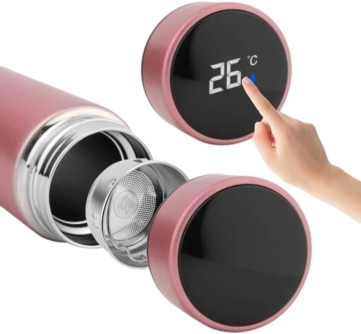 LIQUID WATER BOTTLE, 40oz Stainless Steel Water Bottle with Time Display and Leak-Proof Flip Top, Motivational Quote for Fitness, Gym, Work, Travel (pink), large