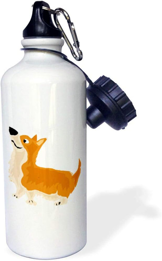 3dRose Funny Welsh Corgi Puppy Dog Art Sports Water Bottle, 21Oz, Multicolored,wb_218079_1