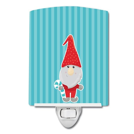 Caroline's Treasures BB8783CNL Christmas Gnome Candy Cane Ceramic Night Light Compact, UL-Certified, Ideal for Bedroom, Bathroom, Nursery, Hallway, Kitchen, 6x4x3, Multicolor
