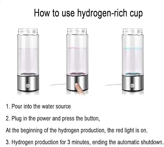 Hydrogen Water Bottle, Portable Hydrogen Water Ionizer Machine, Hydrogen Water Generator, Rechargeable Hydrogen Rich Water Glass Health Cup for Home Travel (Blue)