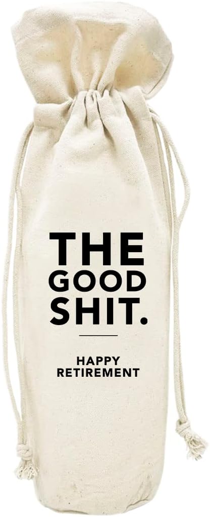Andaz Press Retirement Wine Bag, The Good Shit Happy Retirement Wine Bottle Cover, Funny Retirement Gifts Canvas Wine Bag Champagne Bottle Bag Wine Bottle Gifts, Retirement Gifts For Men Women, 1-Pack