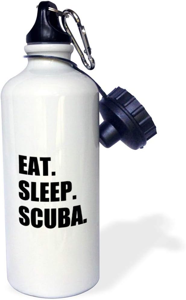 3dRose Eat Sleep Scuba Diving Enthusiast Passionate Diver-Black Text Sports Water Bottle, 21 oz, Multicolor
