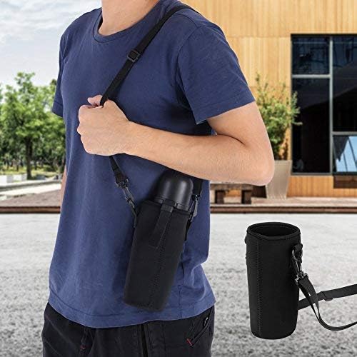 Dioche Water Bottle Sleeve, Soft Water Bottle Carrying Pouch, Drink Bottle Holder Bag for Outdoor Camping Hiking Fishing(26cm-Black)