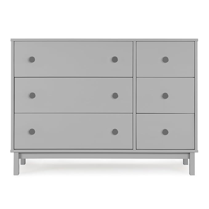 GAP babyGap Legacy 6 Drawer Dresser with Interlocking Drawers - Greenguard Gold Certified, Grey/Dark Grey