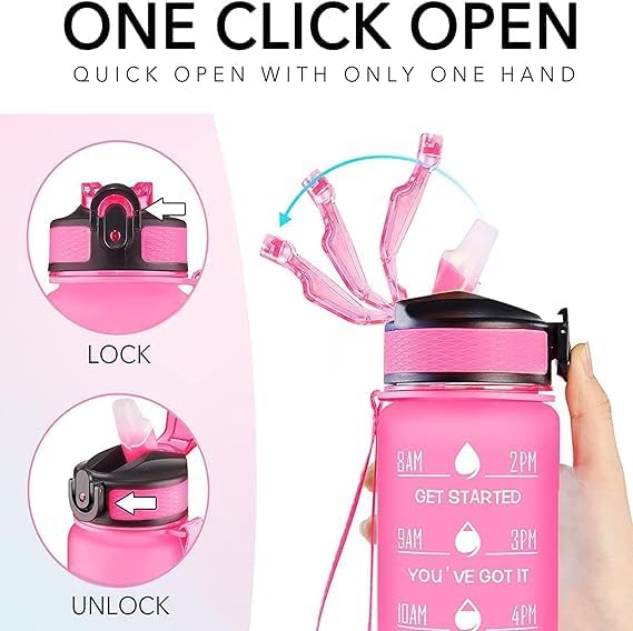 Promoted To Grandma 32 OZ Drinking Water Bottle with Times to Drink and Straw, Motivational with Carrying Strap, Leakproof BPA & Toxic Free, Ensure You Drink Enough Water for Fitness Outdoor