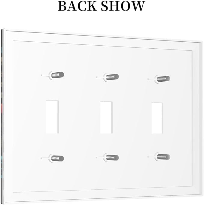 Boho Floral Vintage Flower Leaves Rustic Wildflower Plants 3 Gang Light Switch Covers Triple Toggle Wall Plate Decorative Switchplate Electrical Faceplate for Country Bathroom Bedroom Kitchen Decor