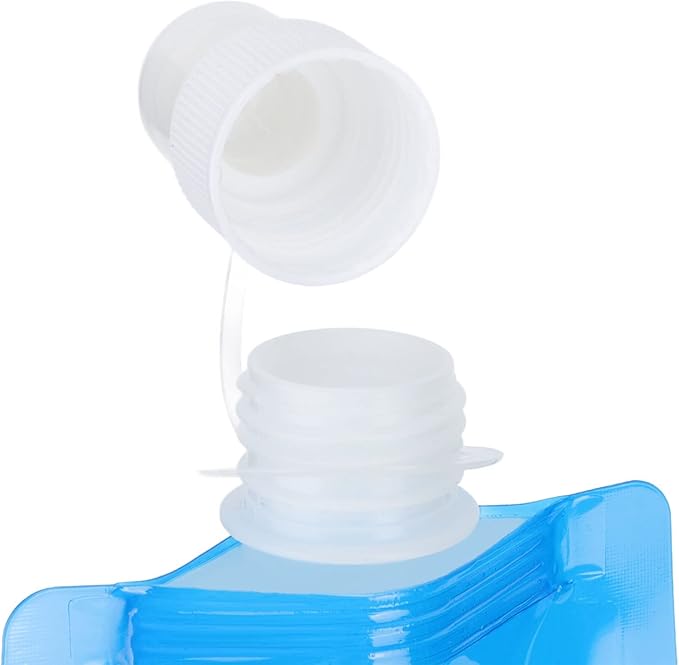 SWOQ Folding Drinking Water Bottle, Collapsible Water Bottles Blue 480ml 3pcs Ultralight for Camping for Cycling for Jogging