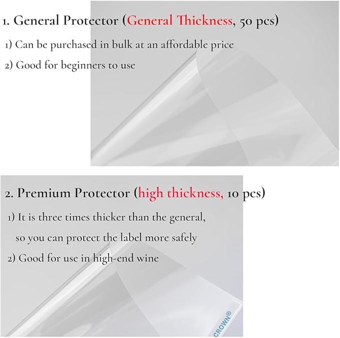 Pinot Noir size Wine Label Protector Saver Film - 50 Pieces, 0.3mm Thickness Transparent Wine Label Film for Wine Label Protection Double Sided Sticker Wine Wedding Celebration Present