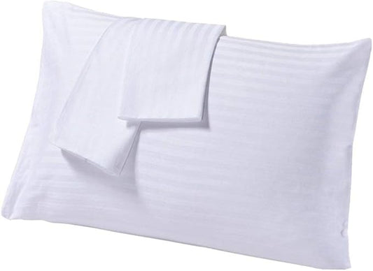800 Thread Count 100% Egyptian Cotton Toddler Pillowcases Set of 2, Super Soft and Breathable Zipper Closer Travel Pillow Cases, 16x22 Inches, White Stripe