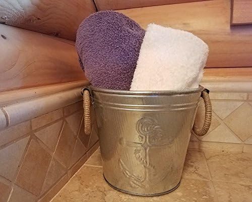 Galvanized Metal Ice Bucket for Drinks or Planter Pail with Rope Handles