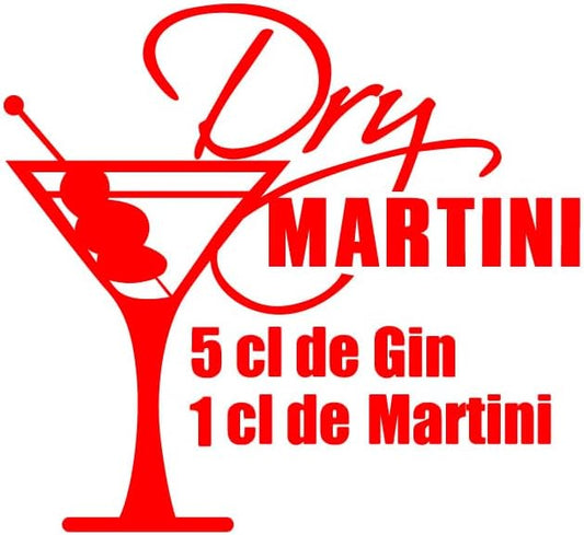 French Cocktail Dry Martini Sticker Restaurant Kitchen Wall Stickers Home Kitchen Coffee House Restaurant is Decorated Art Wallpaper 23 X 15 in (Red)