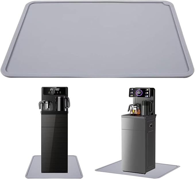 Water Cooler Dispenser Mat with Raised Edge, Water Cooler Mat Drip Tray Floor Protector, 24"x16" Water Dispenser Drip Pan Waterproof Desktop Silicone Mat for Mini Fridge, Washer, Coffee, Dishwasher