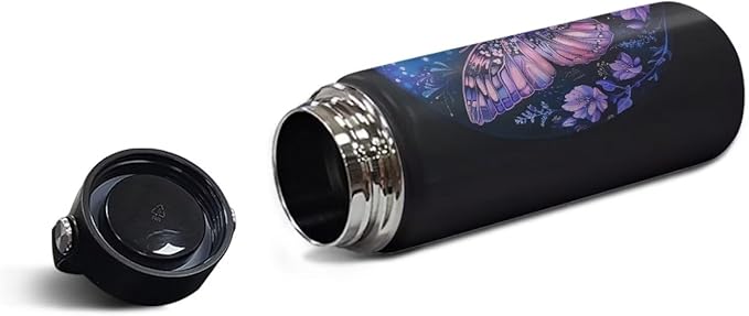 Butterfly Water Bottles Stainless Steel Wide Mouth Vacuum Insulated Thermos Leakproof Canteen Keep Cold,20 Oz