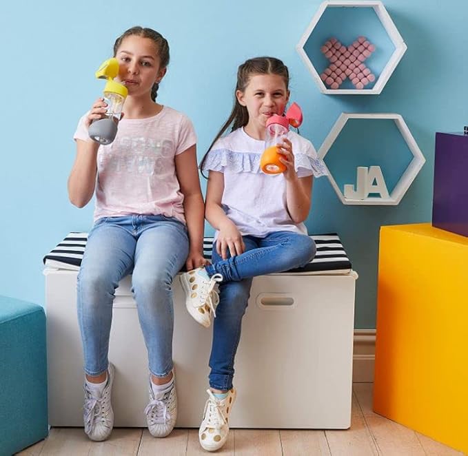 b.box 20oz Tritan Straw Bottle: Large Kids Water Bottle with Flip Straw for School, Daycare. Spill Proof, Leak Proof, Dishwasher Safe, BPA Free (Lilac Pop, 20 oz)