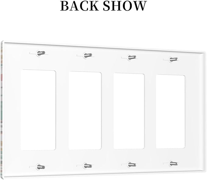 Rustic Floral Boho Colorful Flower 4 Gang Rocker Decora Light Switch Cover Outlet Covers Wall Plate Decorative Switchplate Electrical Faceplate GFCI for Farmhouse Bathroom Bedroom Kitchen Decor