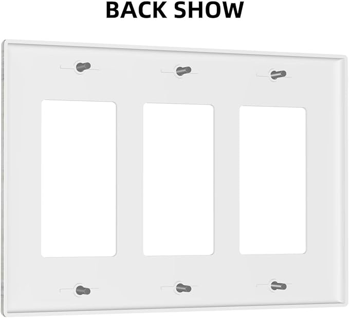 Rustic Western Wood Barn Door Horseshoe Iron Star 3 Gang Rocker Light Switch Covers Triple Outlet Wall Plate Decorative Switchplate Cover Faceplate GFCI for Farmhouse Country Bedroom Decor