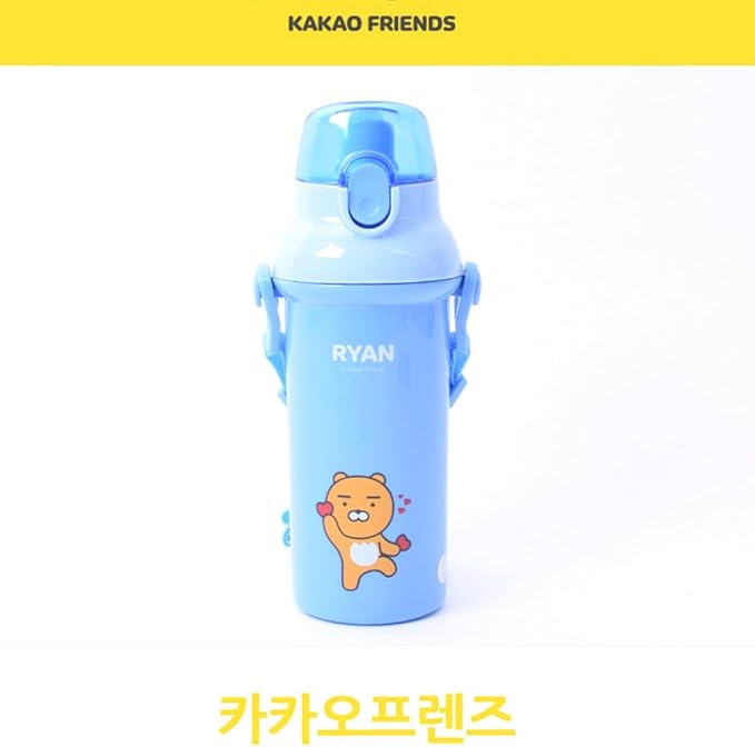KAKAO FRIENDS RYAN One-Touch Water Bottle with Shoulder Strap 450ml (15.2 Oz)