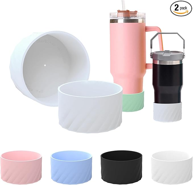 Kleeblatt White Silicone Boot For Stanley 40 Oz Tumbler, Stanley Cup Sleeve, Owala Water Bottle 24/32oz Boot Accessories, Stanley Cup Bottom Protector, Stanley Bottom Cover, Hydro Flask Boot