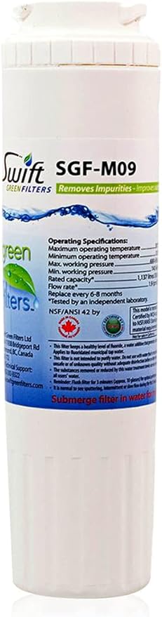 Swift Green Filters SGF-M9 Replacement water filter for UKF8001,EDR4RXD1,FILTER 4,EFF-6007A,46-9005,46-9006,CLCH101, 1, White, 1 Pack