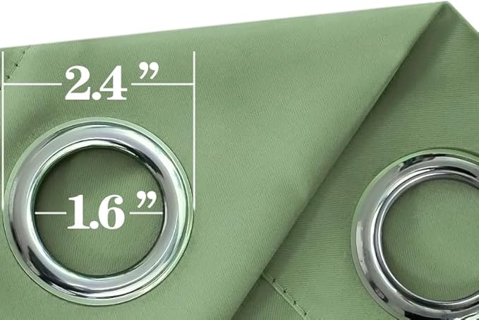 Mrs.Naturall Sage Green Curtains 102 Inches Long for Living Room 2 Panels Set,Heat Blocking Thermal Insulated Boho Blackout Grommet Curtain Drapes 102 Inch Length for Bedroom